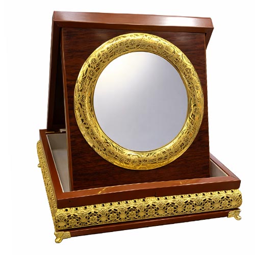 Premium Circular Gold Shield with Luxury Wooden Box