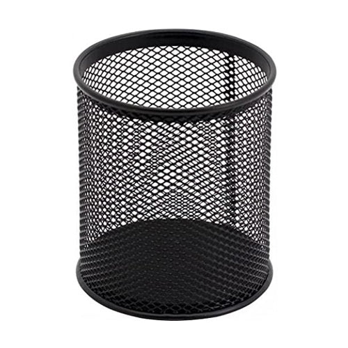 Pen Holder Metal Round Mesh Black