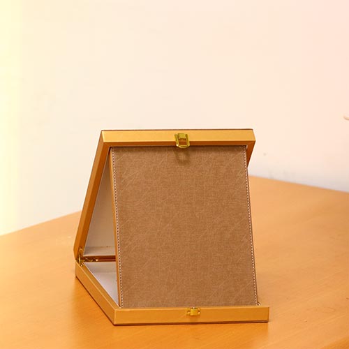 Luxury Leather Trophy Gold A5 with Wooden Box-7072