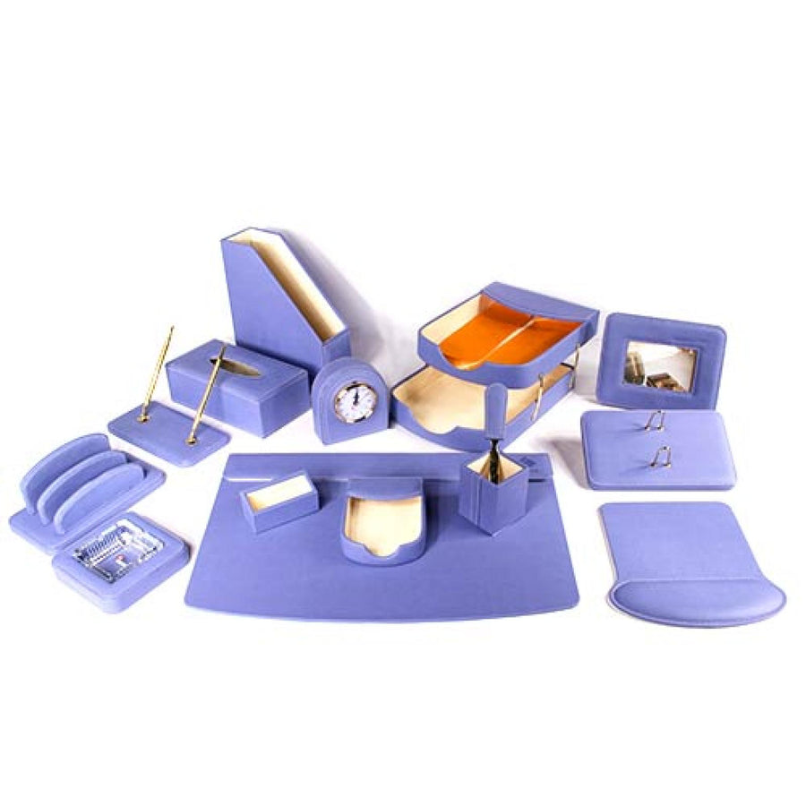 Luxury Leather Desk Set, 15 Pieces, Light Purple
