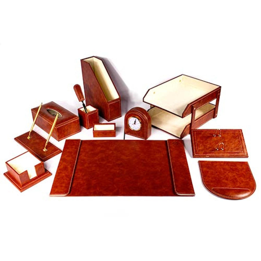 Luxury Leather Desk Set, 15 Pieces, Burgundy