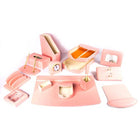 Luxury Leather Desk Set, 15 Pieces, Light Pink