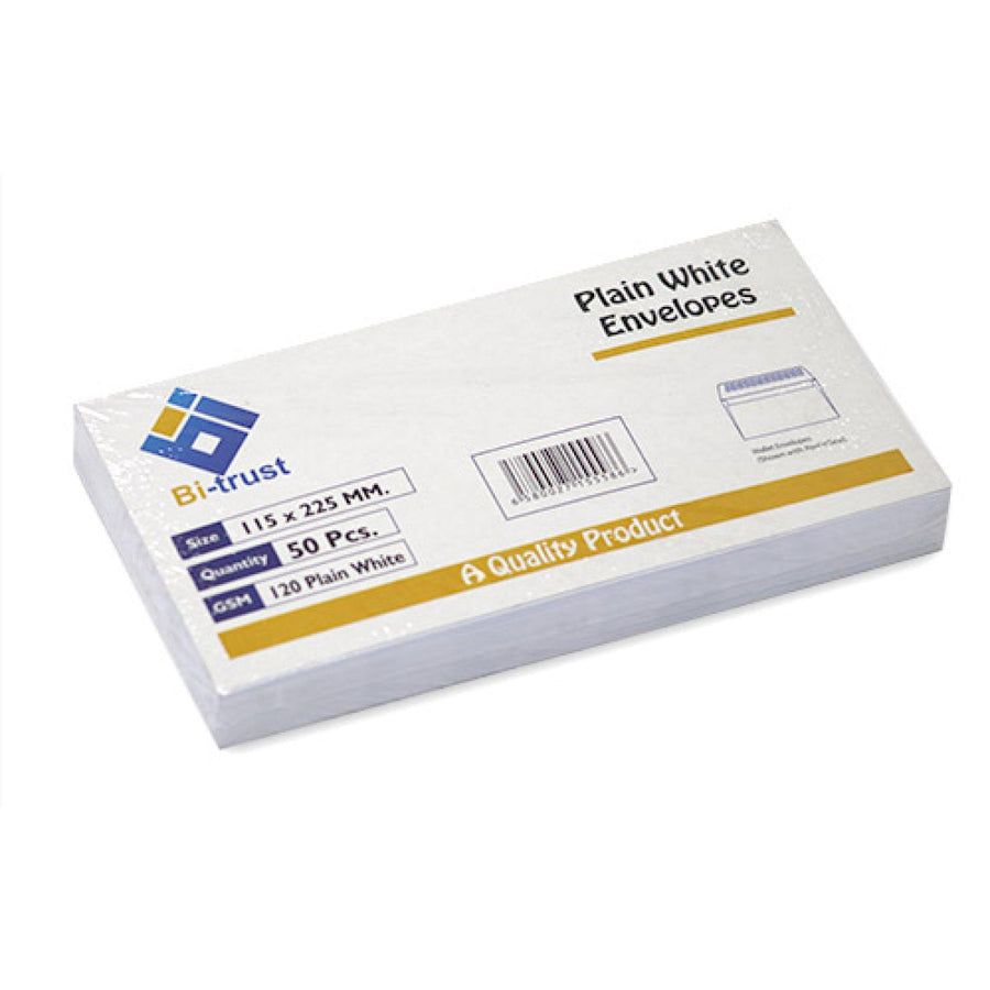 Paper Envelope White 11.5 × 22.5 cm Pack of 50 – 80 gsm