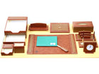 Luxury Leather Desk Set, 15 Pieces, Brown