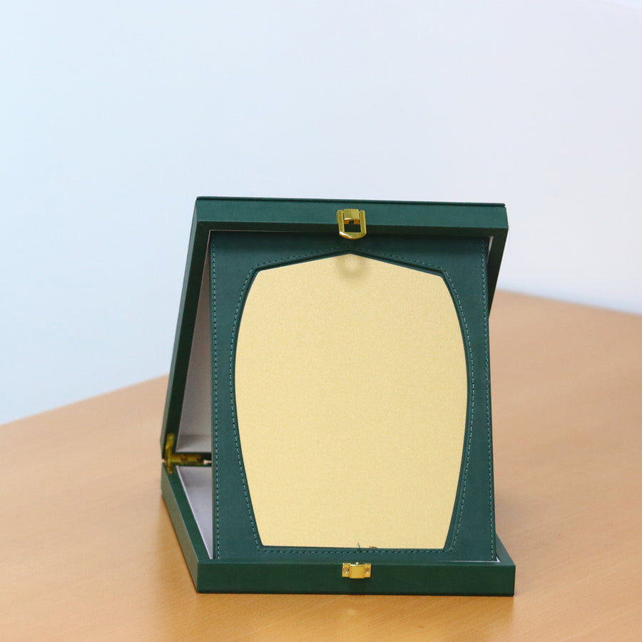 Luxury Leather Trophy Green A5 with Wooden Box-7066