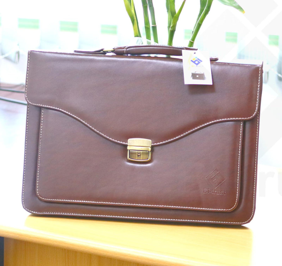 Leather Document Bag,Brown