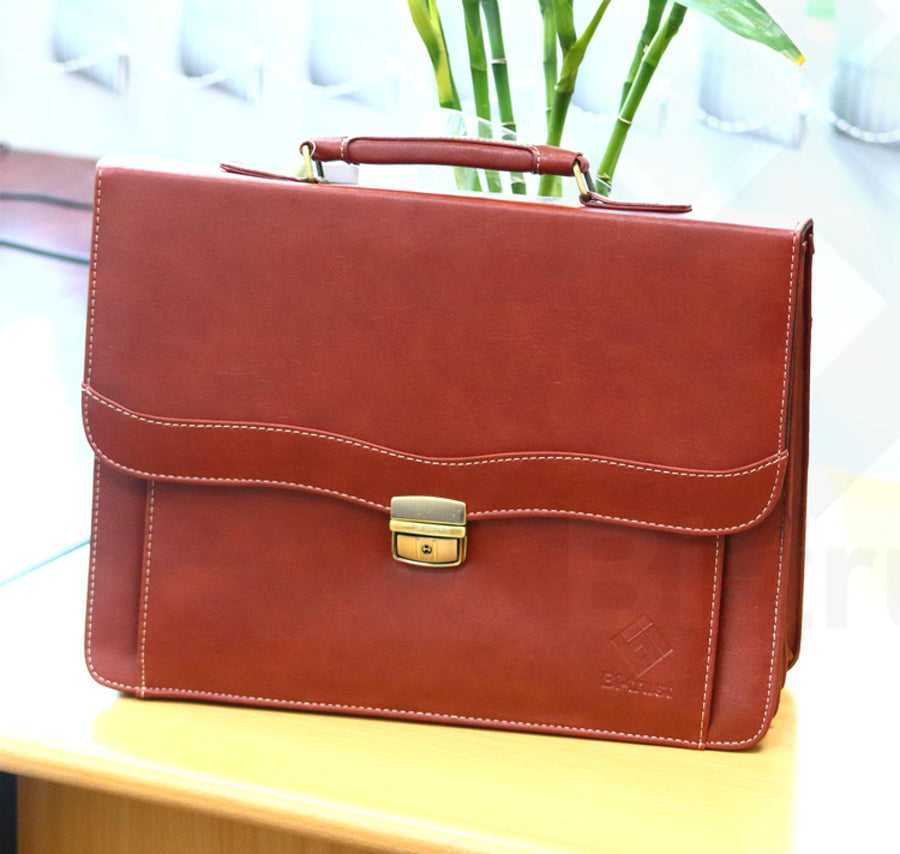 Leather Document Bag,Brown