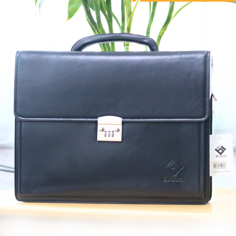 Leather Document Bag,Black