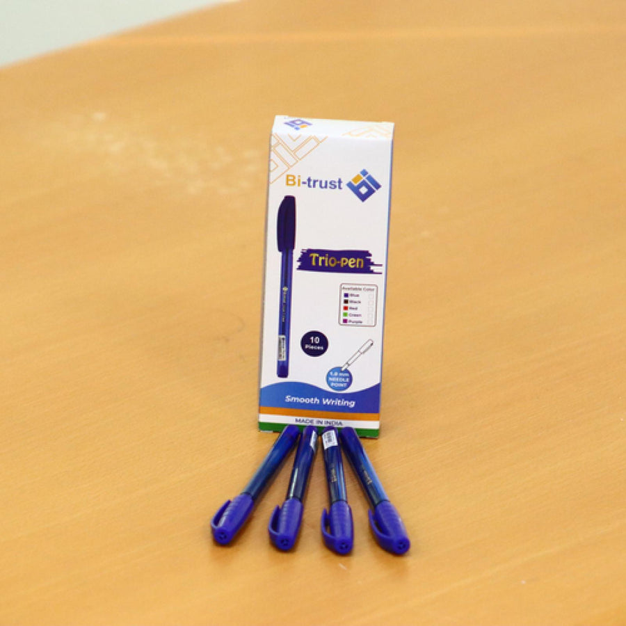 Trio Pens, 1 mm, Blue, Pack of 10  | Bi-Trust