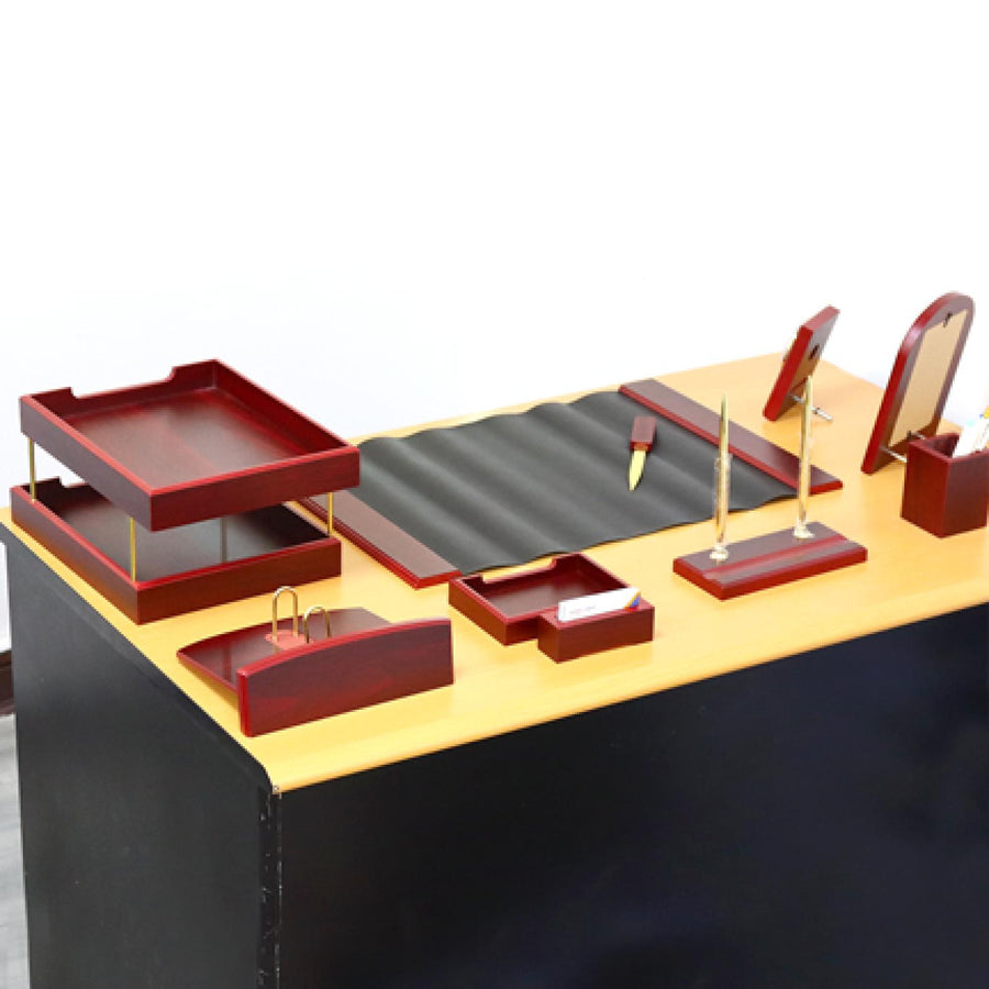 Luxury Wooden Desk Set, 10 Pieces,Burgandy