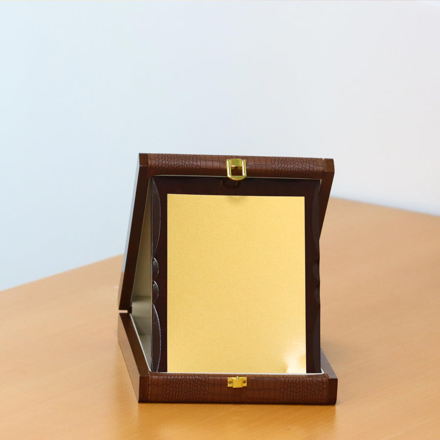 Luxury Wooden Trophy Burgandy A5 with Wooden Box-7062
