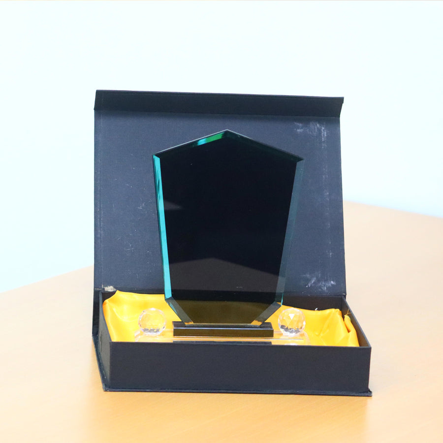 Luxury Glass Shield Trophy with Gift Box, Black