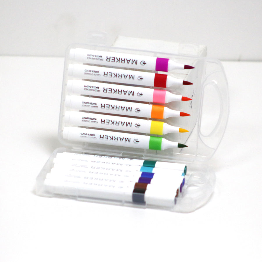 Twin-Tip Color Pen Thin Markers, 12 Colours-8566-12