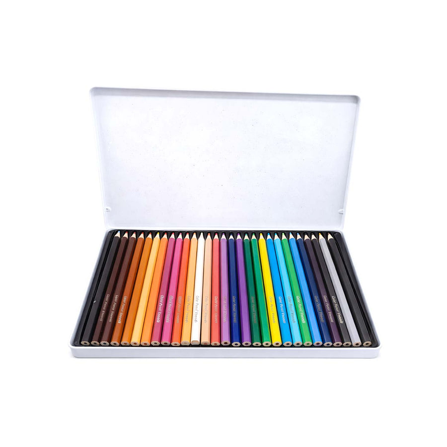 24-Colour Pencils,in Metal Tin | Vneeds