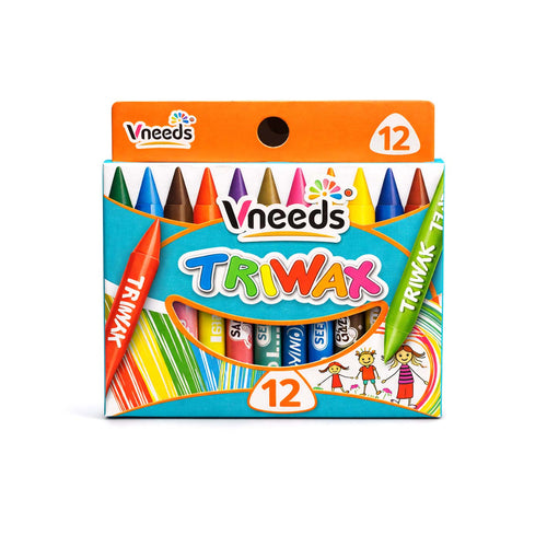 Vneeds Triwax 12-Colour Wax Crayons