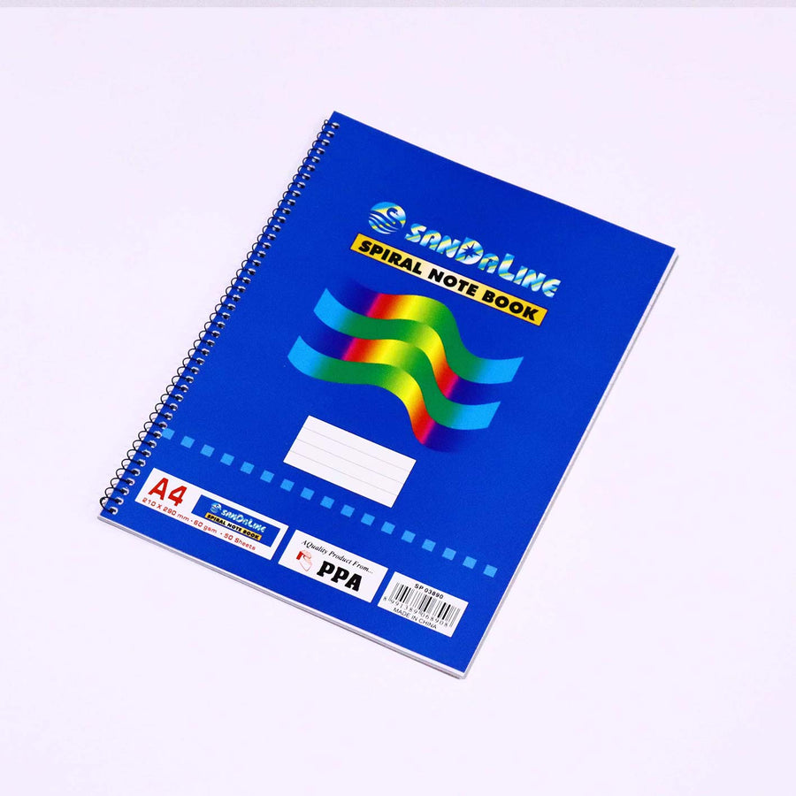 Side-Opening Spiral Lined Notebook, A4, Blue