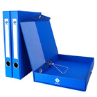 Closed Leather Box File A4, Blue