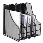 Metal Magazine File, 4 Compartments, Black