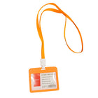 Plastic ID Card Holder with Orange Lanyard