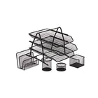 Metal Desk Set, 5 Pieces, Black