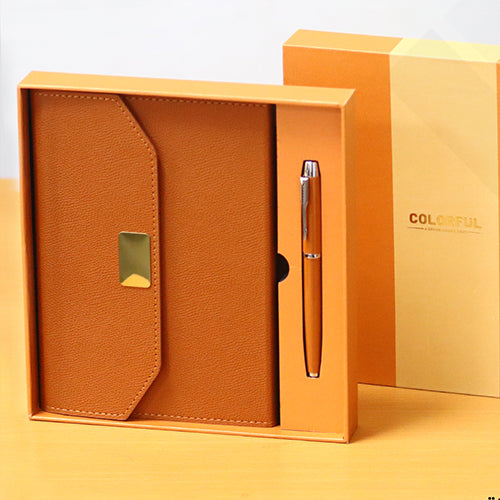 Premium A5 Leather-Lined Notebook with Pen – Brown