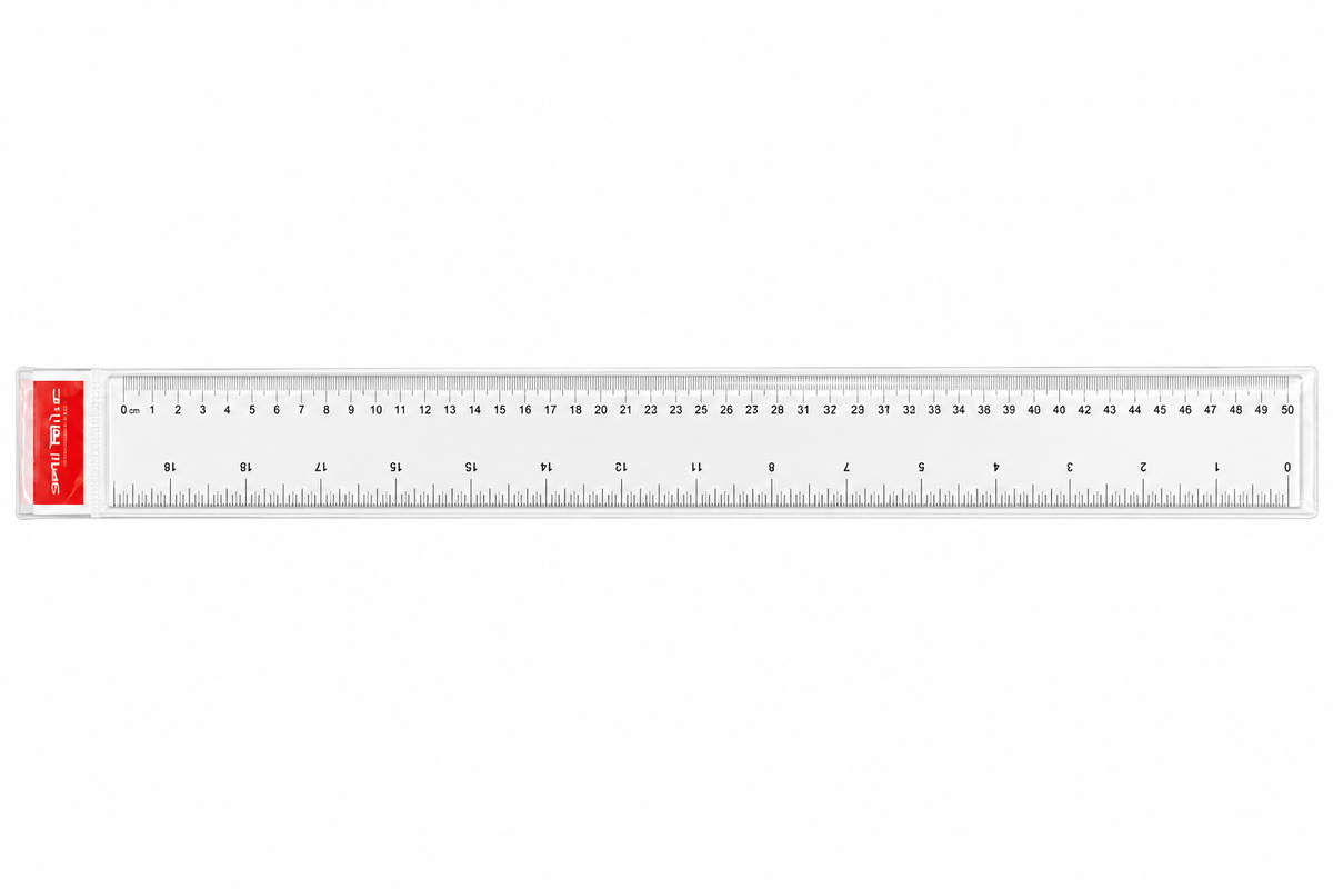 Bi-Trust Plastic Ruler 50 cm, Transparent with Metric and Inch Markings