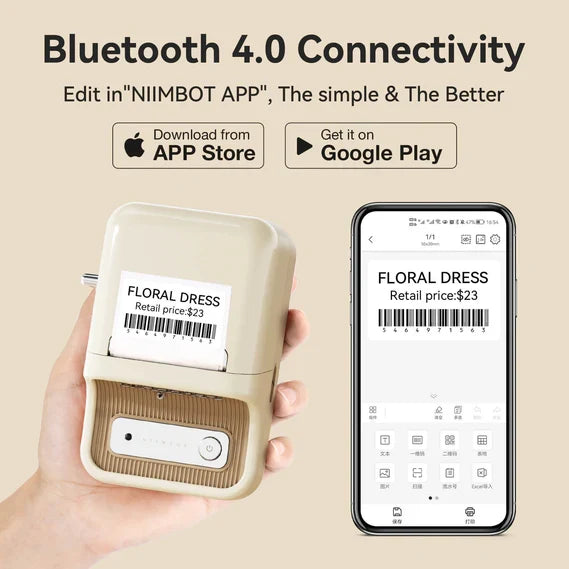 طابعة ملصقات NIIMBOT B21 مع ورق، 2 بوصة - الصورة 2