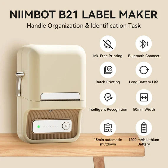 طابعة ملصقات NIIMBOT B21 مع ورق، 2 بوصة - الصورة 4