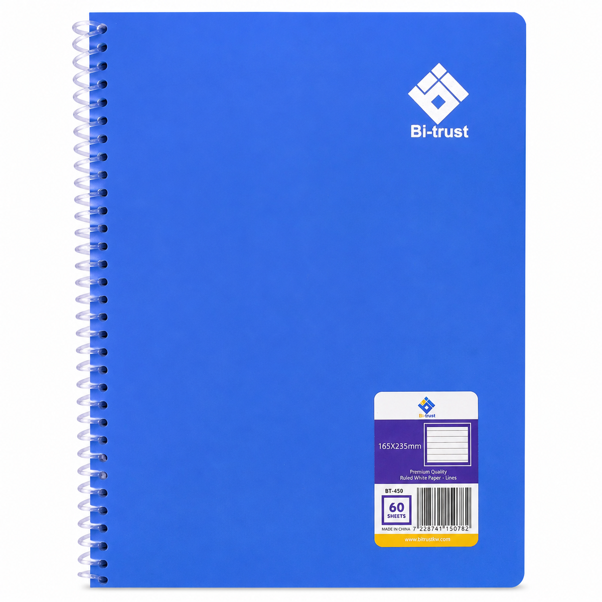 Bi-Trust Colour Spiral Notebook, 7 × 9, 60 Sheets, BT-450