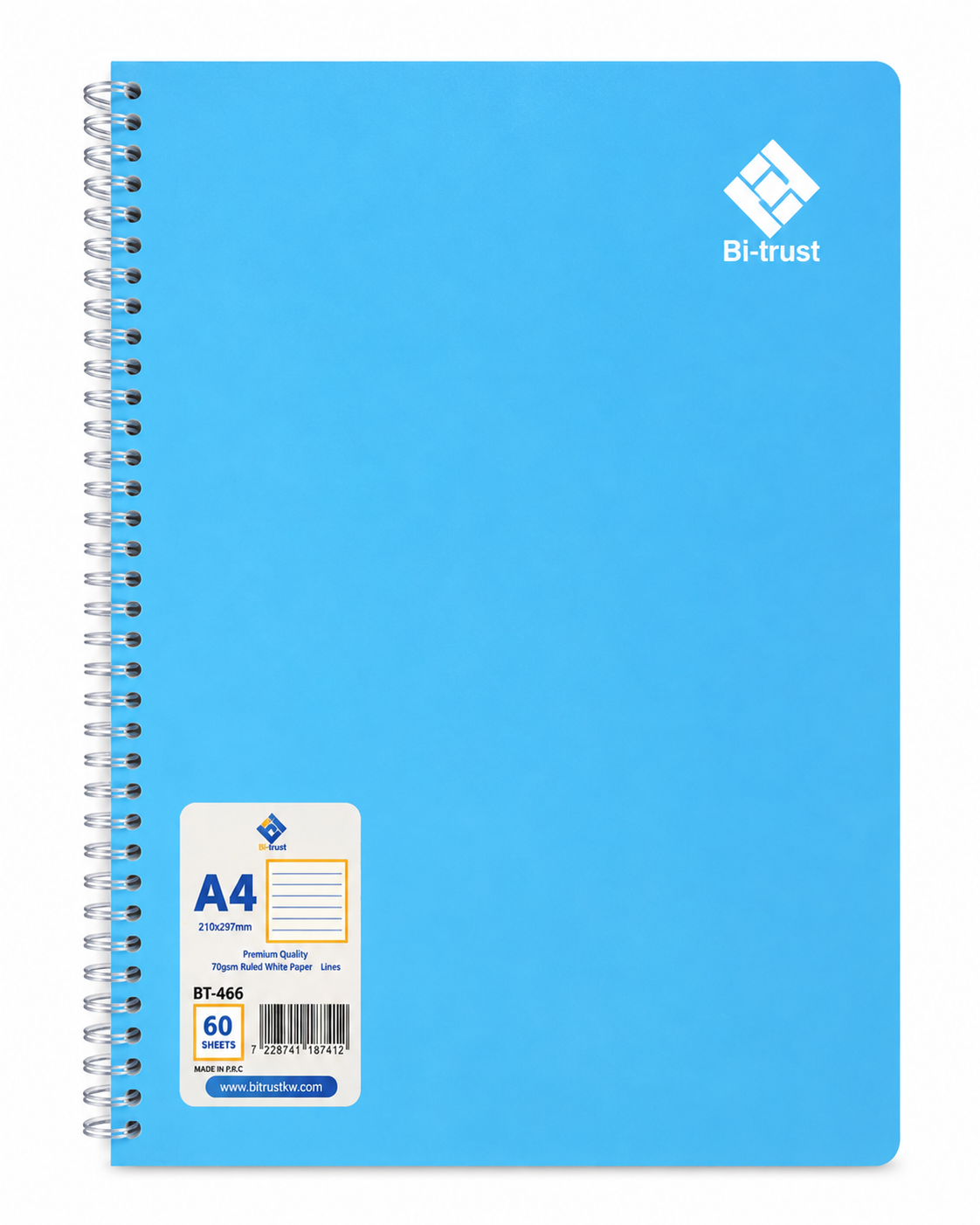 BT-466 Notebook A4 Spiral 60 Sht-Crt 72-3pcs