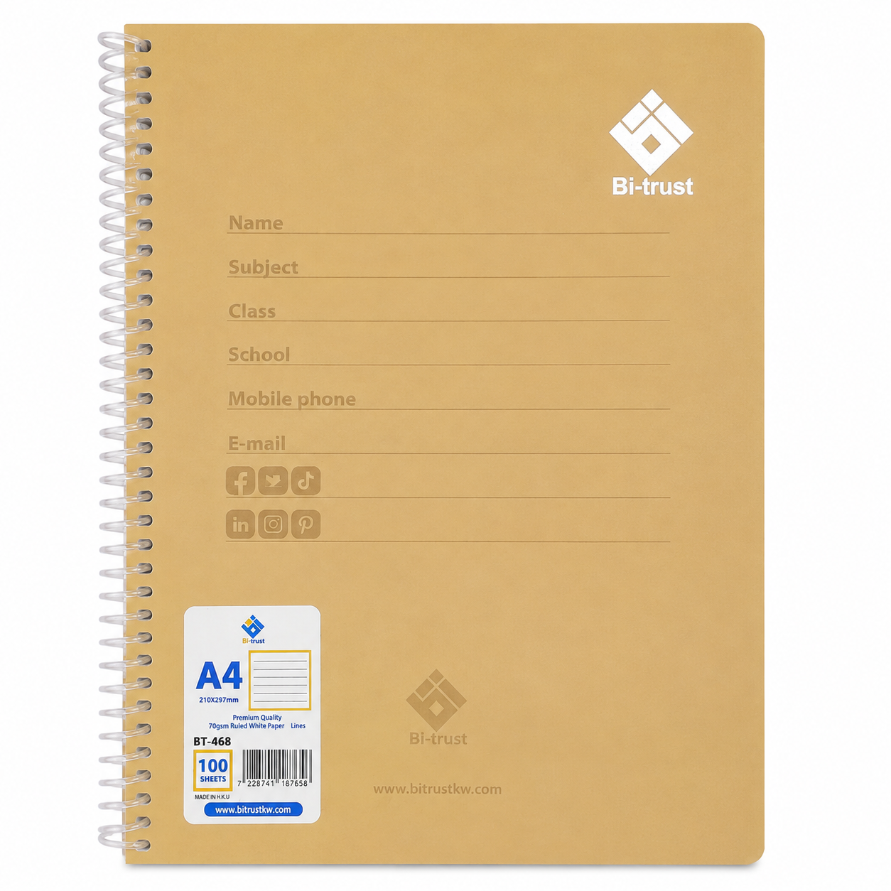 BT-468 Notebook A4 Spiral 100Shet Crt48-3PC