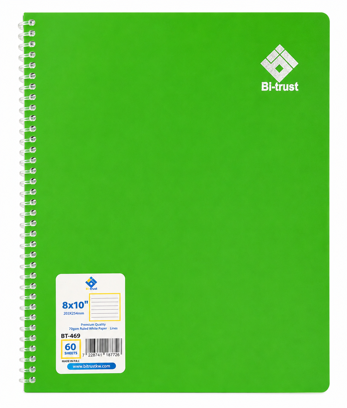 BT-469 Notebook 8X10 Spiral 60Shet Crt72-3pcs