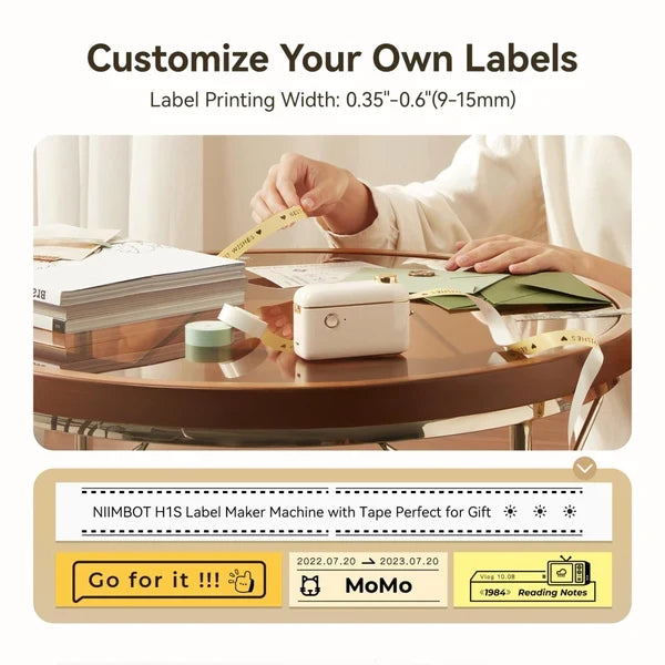 NIIMBOT H1S Bluetooth Label Printer with Paper, Cream White - image 3