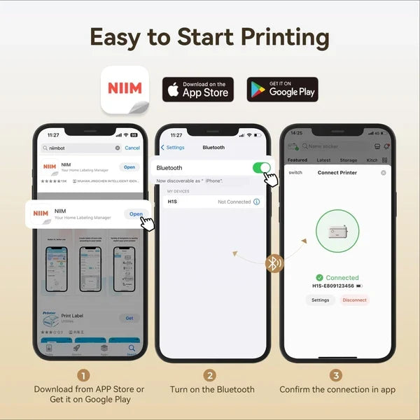NIIMBOT H1S Bluetooth Label Printer with Paper, Cream White - image 6