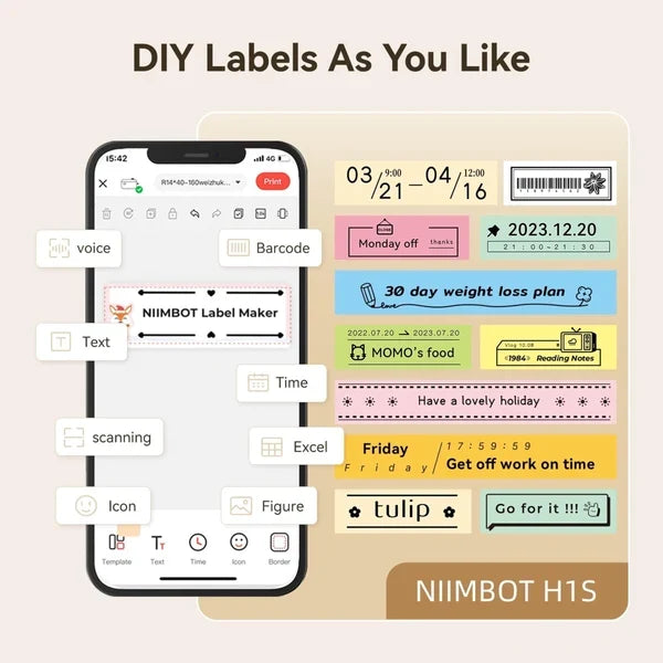 NIIMBOT H1S Bluetooth Label Printer with Paper, Cream White - image 7