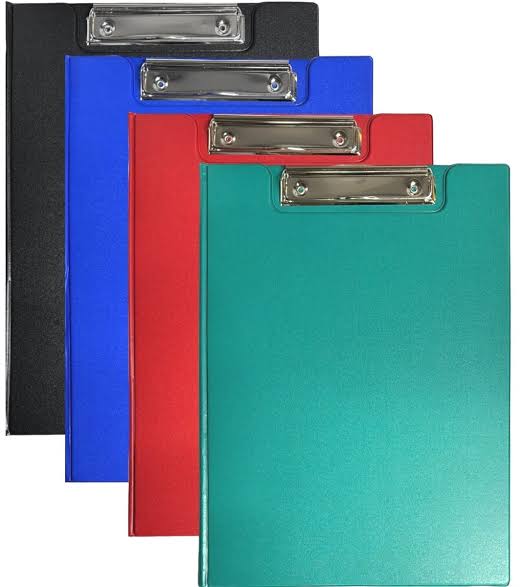 Clipboard  plastic double with metal Clips Size A4