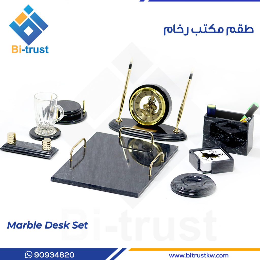 BTDS1077 Black Marble Luxury Desk Set