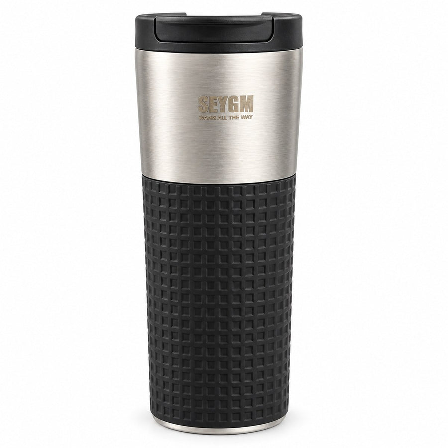 Metal Coffee Tumbler with Flip Lid & Grip Sleeve, 400 ml