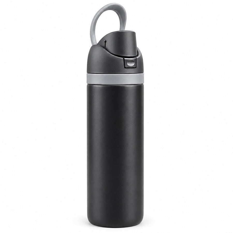 Metal Sports Water Bottle with Flip Spout & Carry Loop, 600 ml