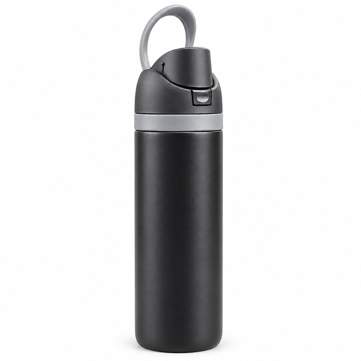 Metal Sports Water Bottle with Flip Spout & Carry Loop, 600 ml – Black | Bi Trust