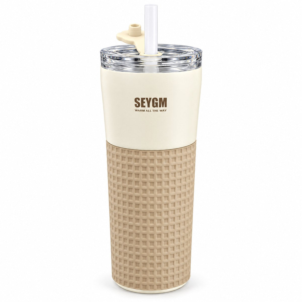 Metal Tumbler with Straw Lid & Grip Sleeve, 400 ml – Cream | Bi Trust