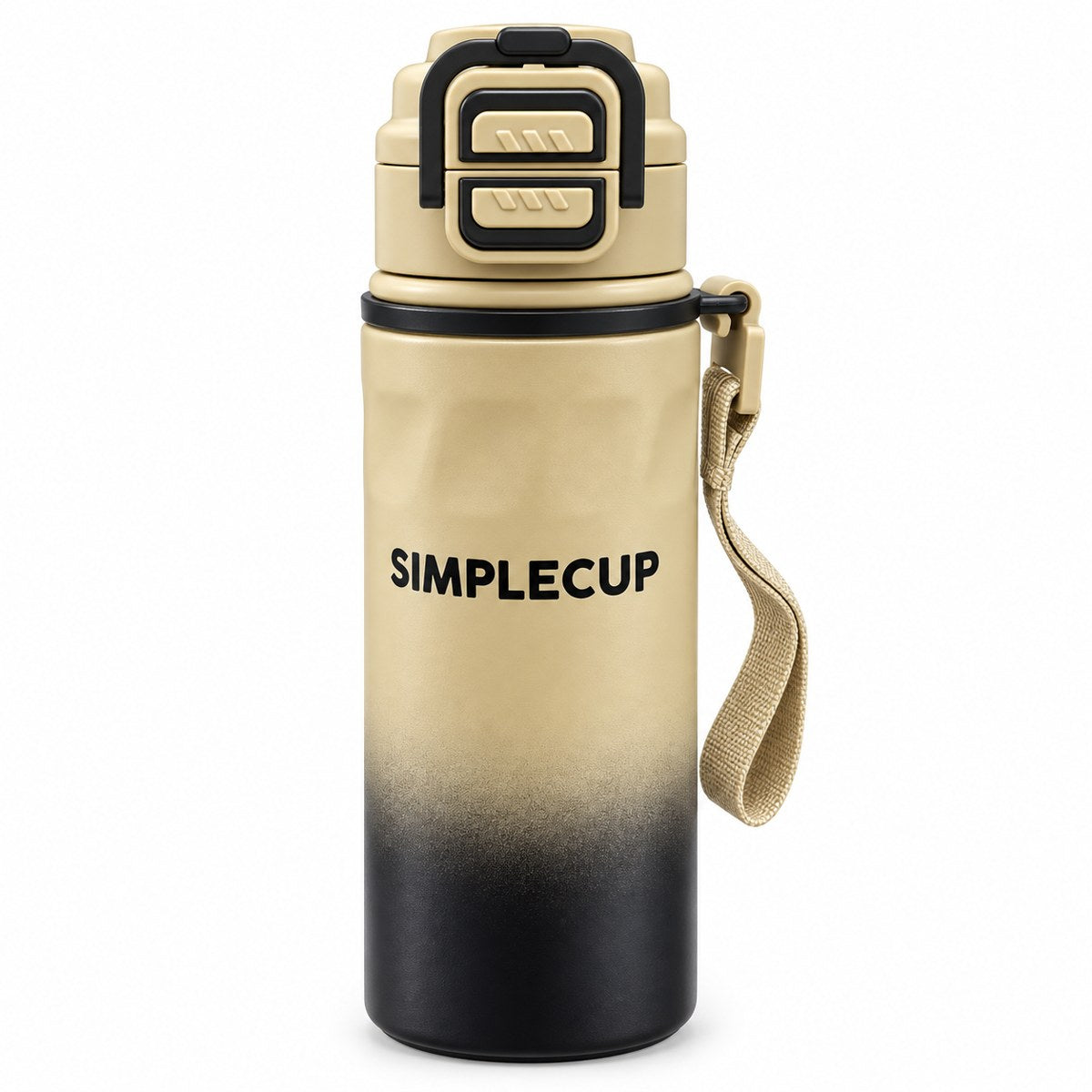 Sports Water Bottle with Flip Lid & Carry Strap, 500 ml – Beige | Bi Trust