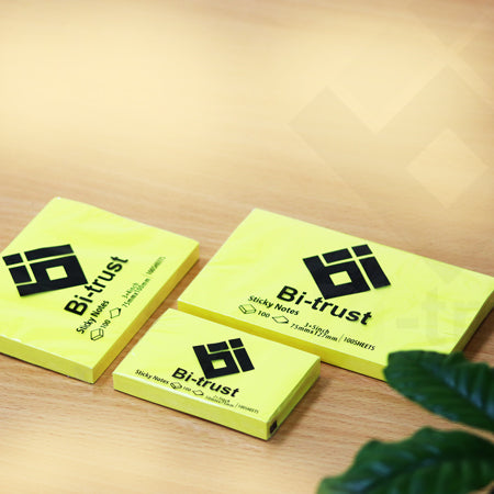 Yellow Sticky Notes 7.6 × 7.6 cm – Pack of 12 Pads | Bi-Trust