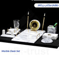 BTDS1076 White Marble Luxury Desk Set
