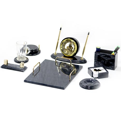 BTDS1077 Black Marble Luxury Desk Set